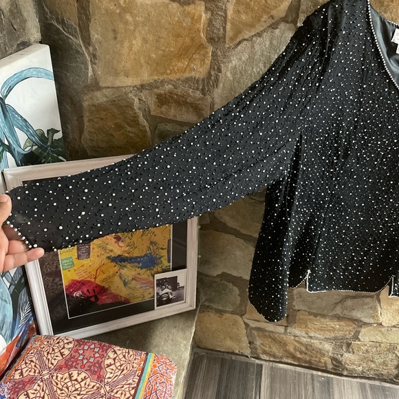 Beaded Drama Black Beaded Long Sleeve Top - Picture 2 of 8